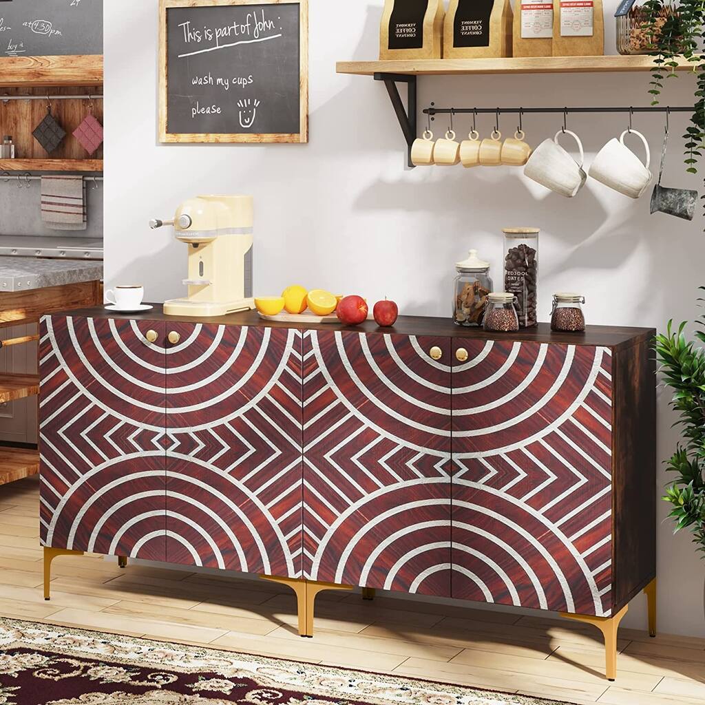 Set of 2 Sideboard Buffet Cabinet, Modern Coffee Cabinet Station - 2PCS