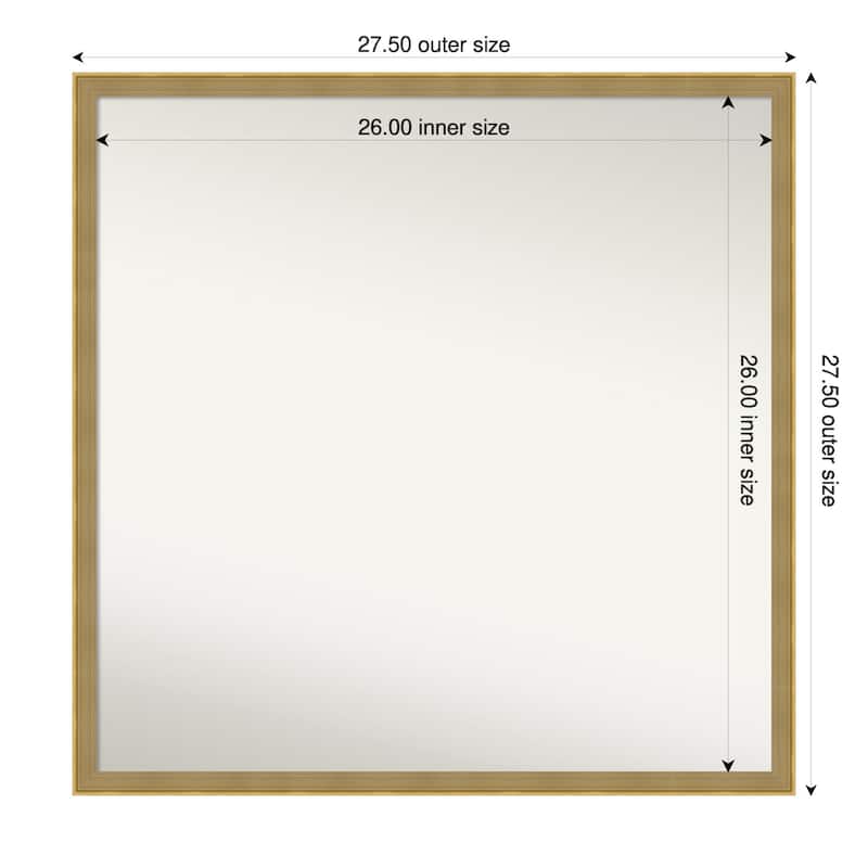 Incline Non-Beveled Wood Framed Wall Mirror - 28 x 28 in - Incline Dark Gold