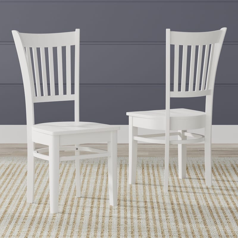 Spindle Back Solid Wood Dining Chairs (Set of 2) - White