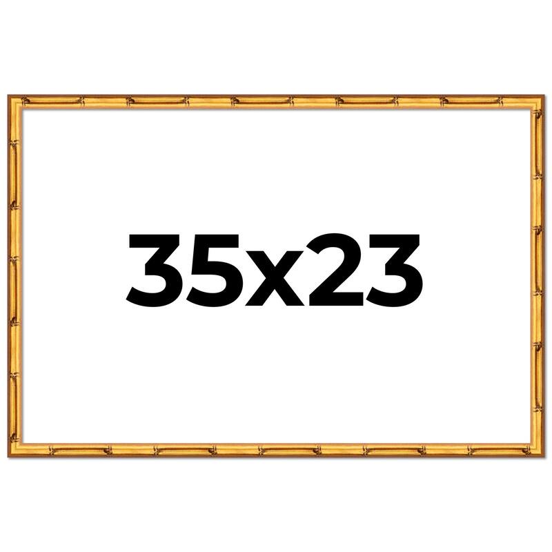 35x23 Frame Gold Bamboo Picture Frame Modern Photo Frame Includes UV Acrylic Shatter Guard Front Acid Free Foam Backing Board