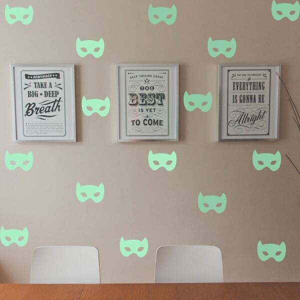 slide 2 of 2, Walplus Peel and Stick Glow In The Dark Mask Wall Sticker Home Room Decor
