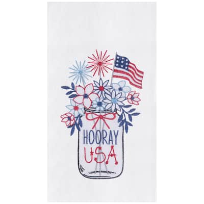 Hooray U.S.A. Flowers Embroidered Cotton Kitchen Kitchen Towel