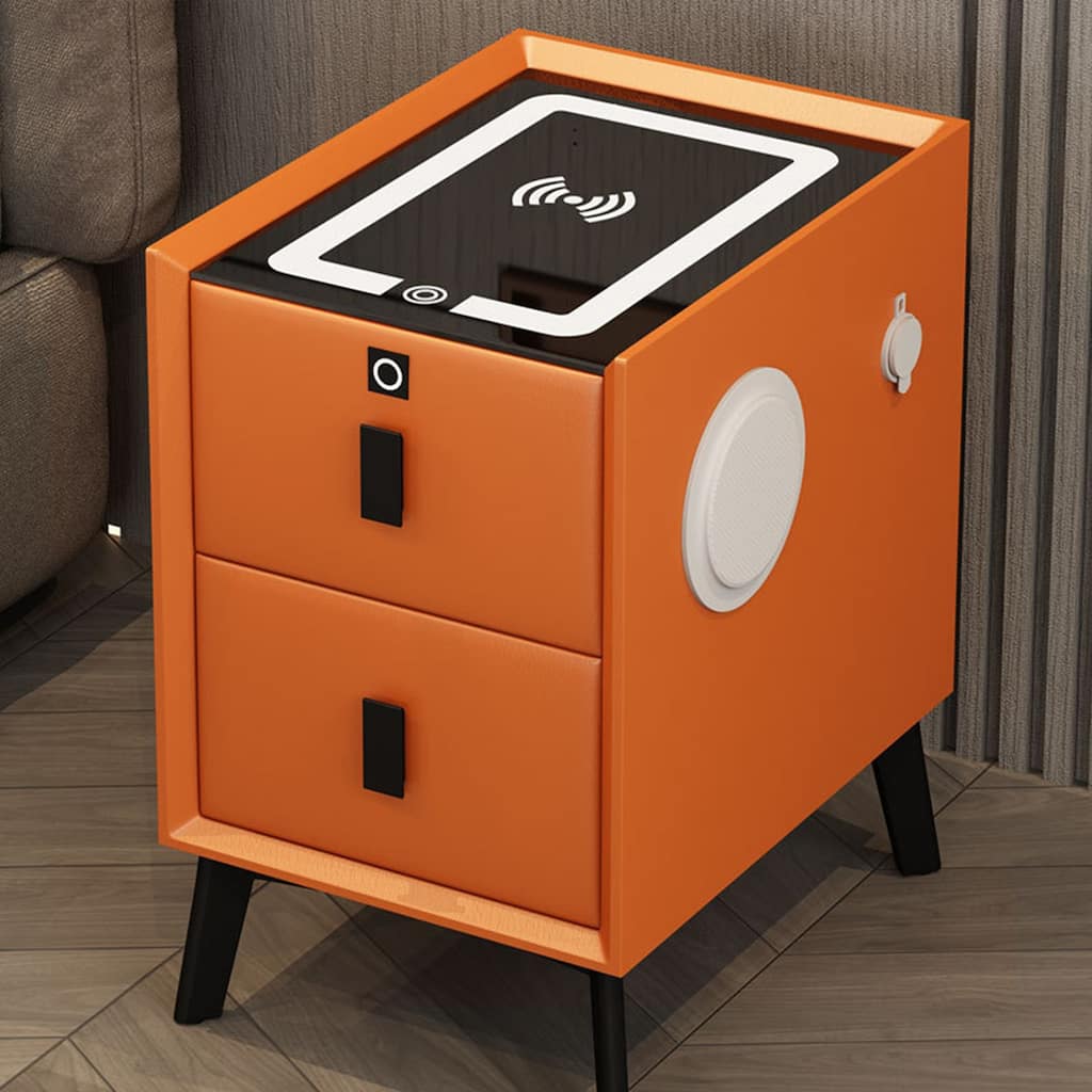 Sunset Orange Smart Nightstand with Wireless Charging