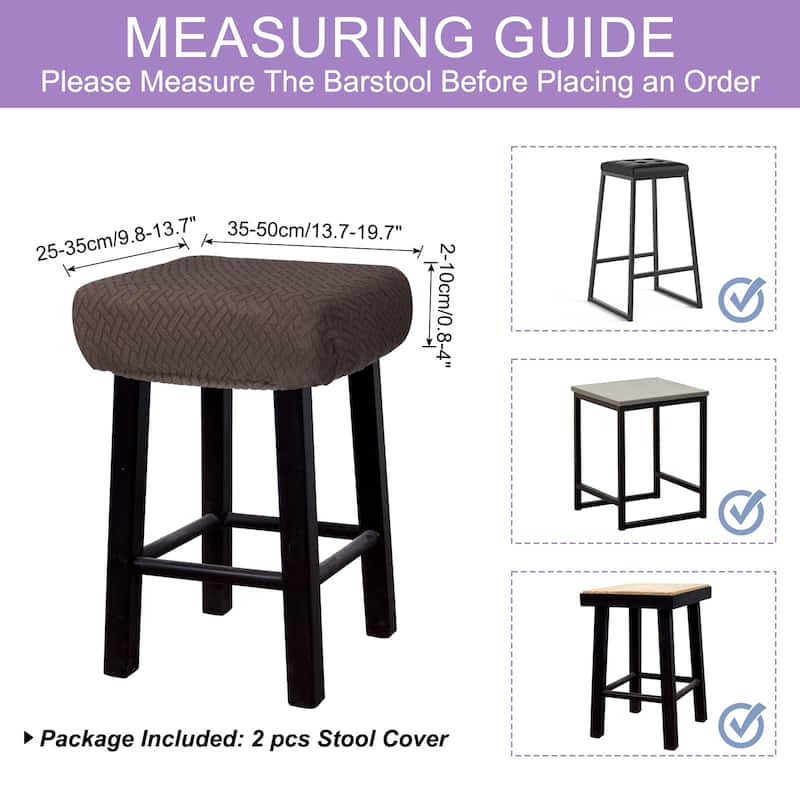 2pcs Stool Covers Rectangle, Bar Stool Covers Saddle Seat Cover - Dark Brown