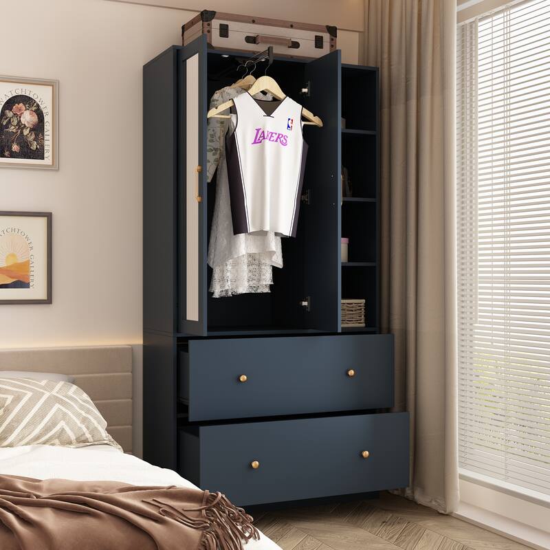 Scalable Hanging Rod Wardrobe Closet Armoire Mirror Space Saving