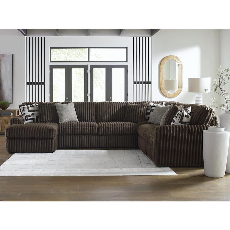 Signature Design by Ashley Midnight-Madness 4-Piece Sectional with Chaise - 151"W x 121"D x 40"H - Right Facing - Brown