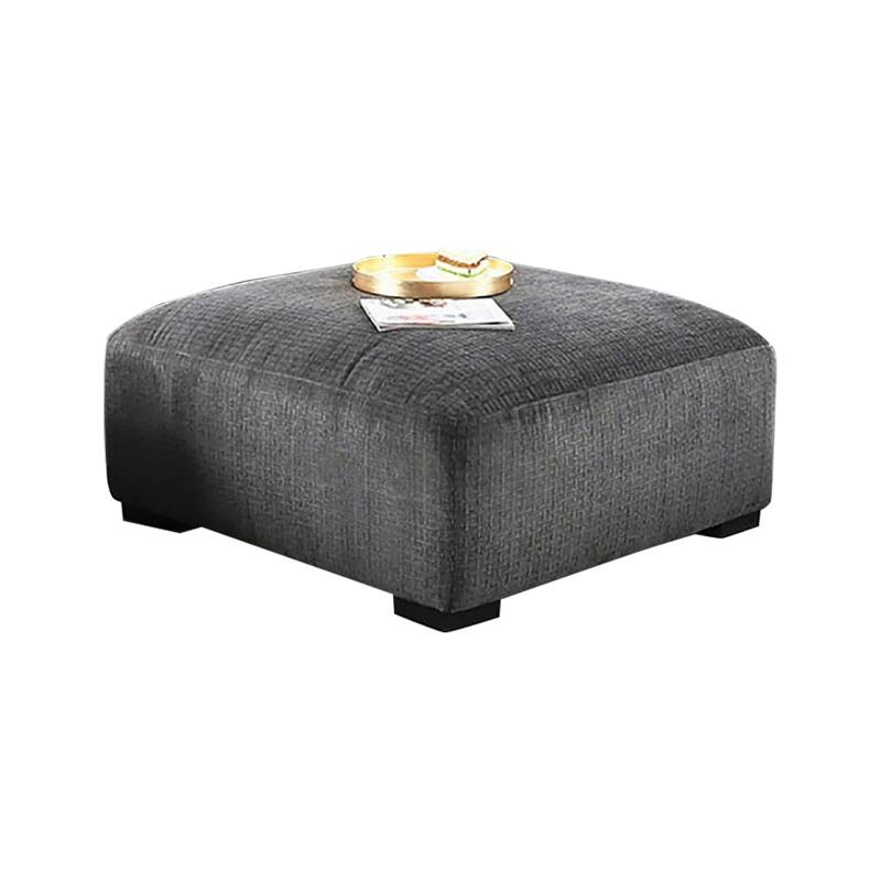 Chenille Upholstered Ottoman in Gray Finish