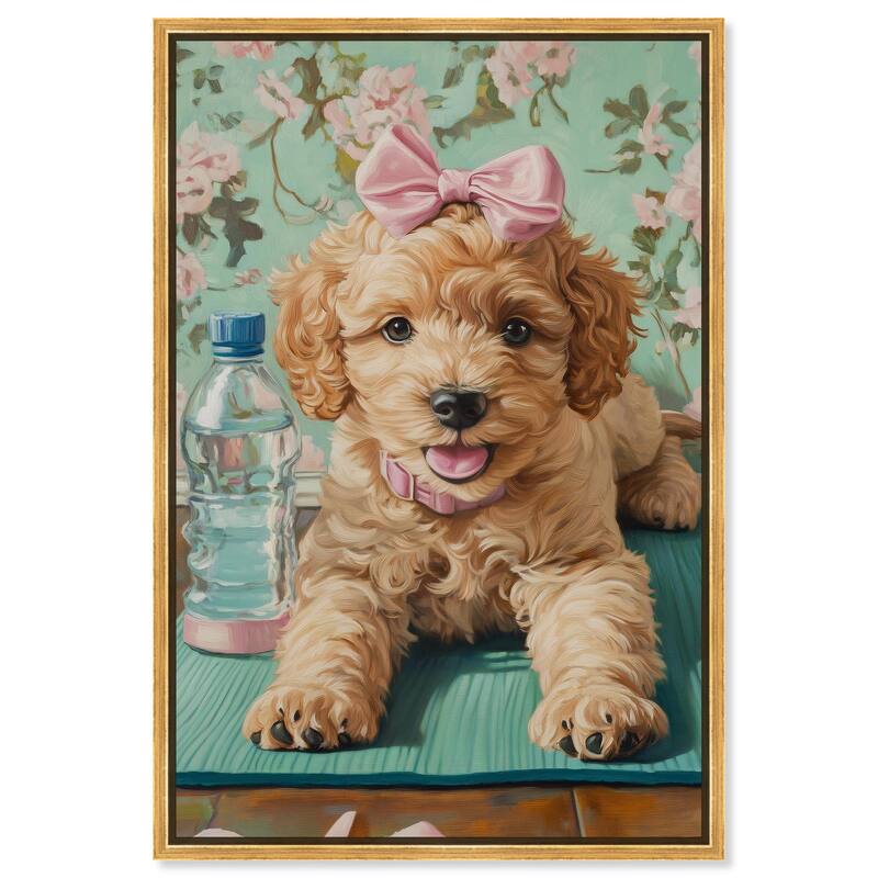 Goldendoodle Dainty Yoga Canvas by Art Remedy - Gold - 30" x 45"