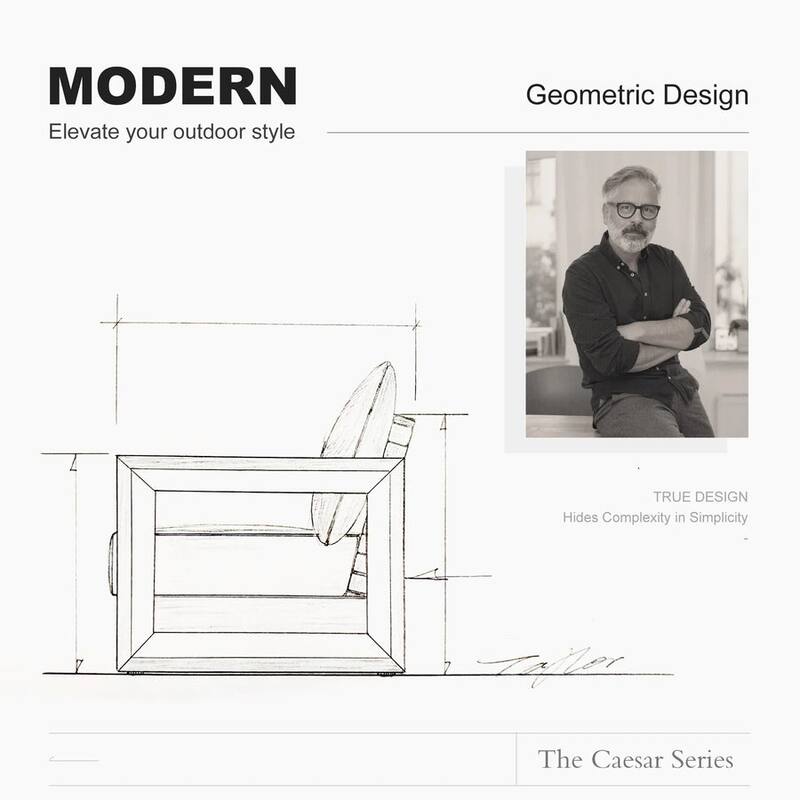 PURPLE LEAF Caesar Open-End Khaki Outdoor Couch with 9.6" Thick for Yard Porch Deck Patio Conversation Sets