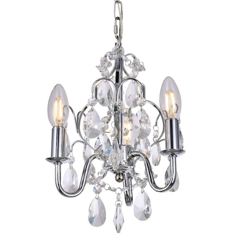 Elegant Lighting Kaede 3 Light 9-1/2" Crystal Chandelier - Chrome