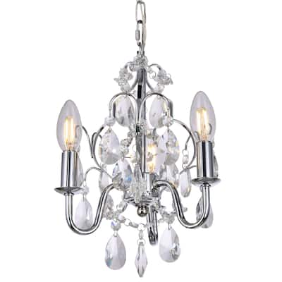 Elegant Lighting Kaede 3 Light 9-1/2" Crystal Chandelier