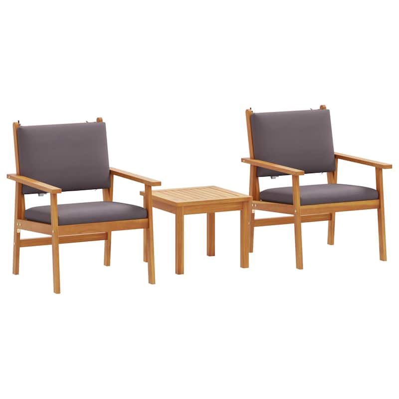 vidaXL 3/4/5/6 Piece Garden Sofa/Dining/Bistro Set with Cushions Solid Wood Acacia - Anthracite form-4