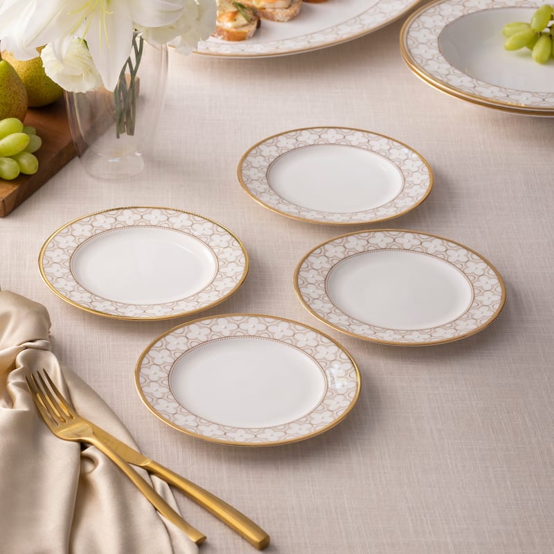 Noritake Trefolio Gold Set Of 4 Bread & Butter/Appetizer Plates, 6-1/2"