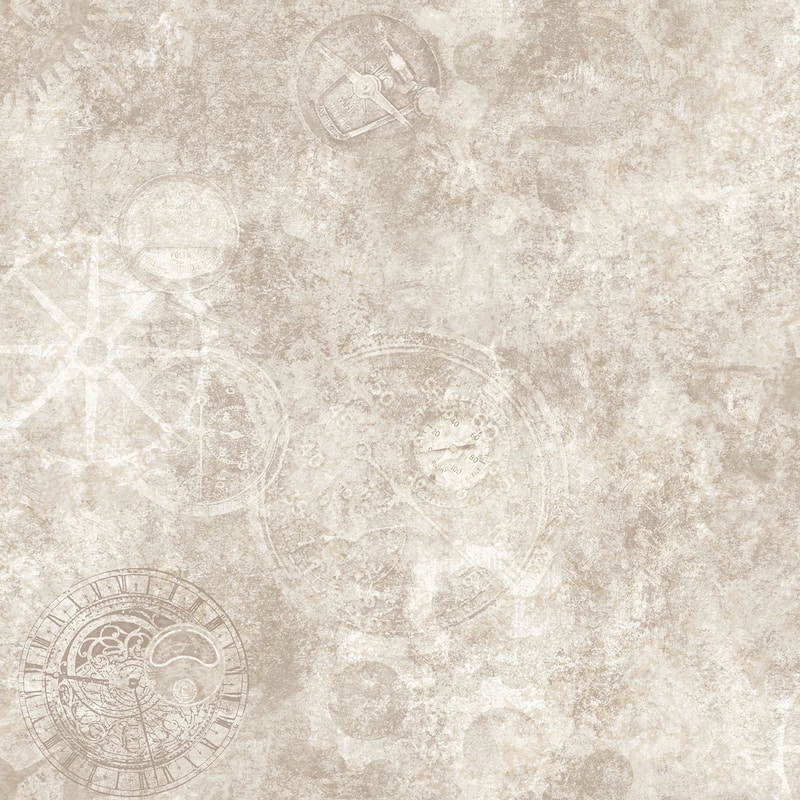 Galerie Wallcoverings Nostalgie Collection Mechanical Gears Non-woven Metallic Wallpaper Roll - 33 feet x 21 inches - Gold