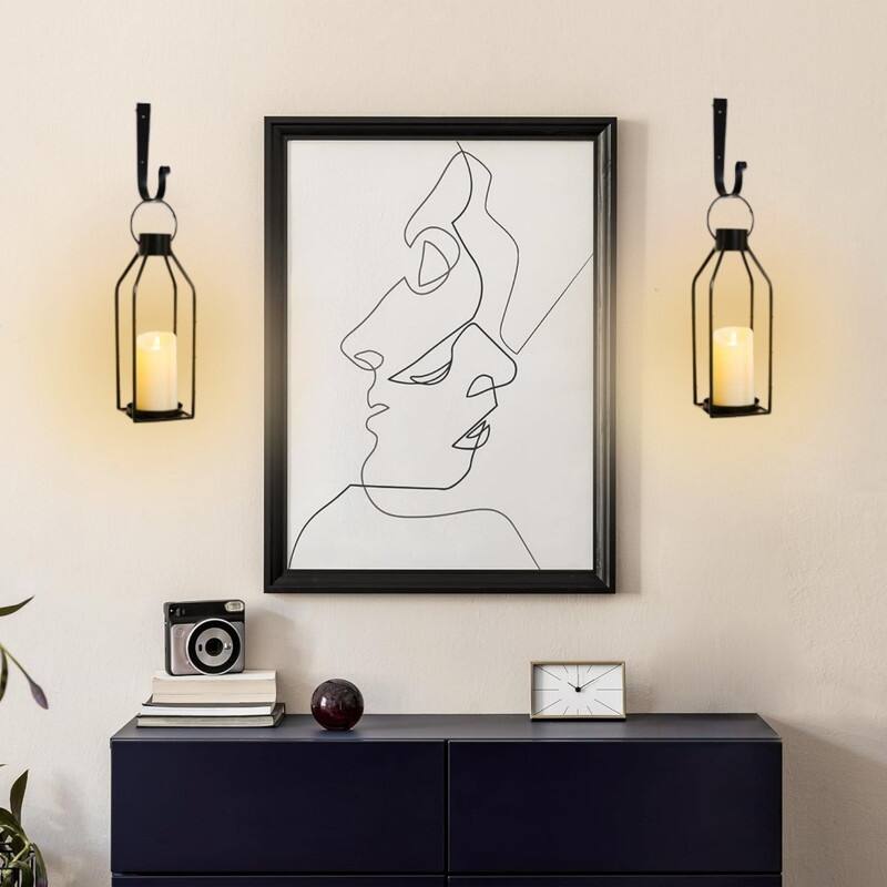 2 Pack christmas decor black holder candle metal wall sconces