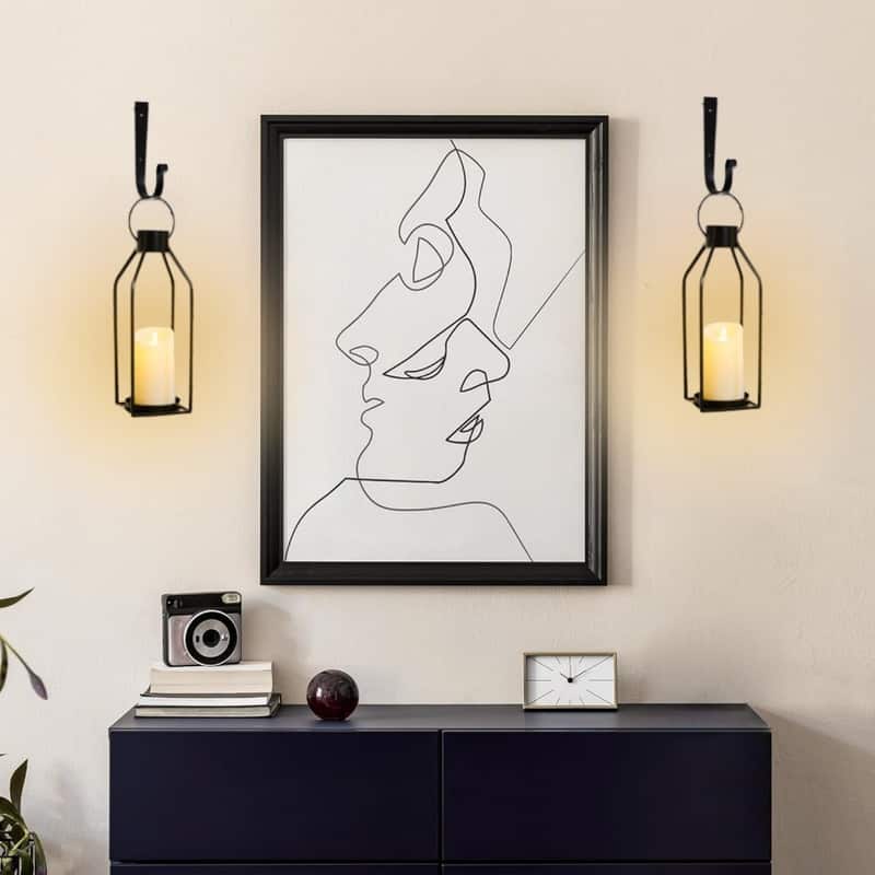 2 Pack christmas decor black holder candle metal wall sconces