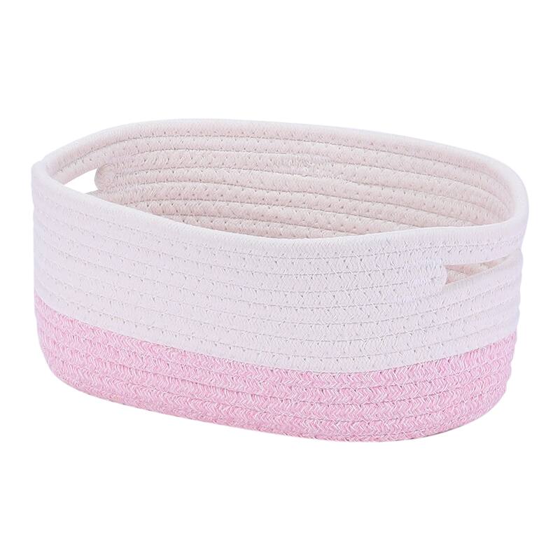 Woven Storage Basket, Shelf Closet Storage Bin, Organizer Bin for Home - 12.2*8*5in - Pink
