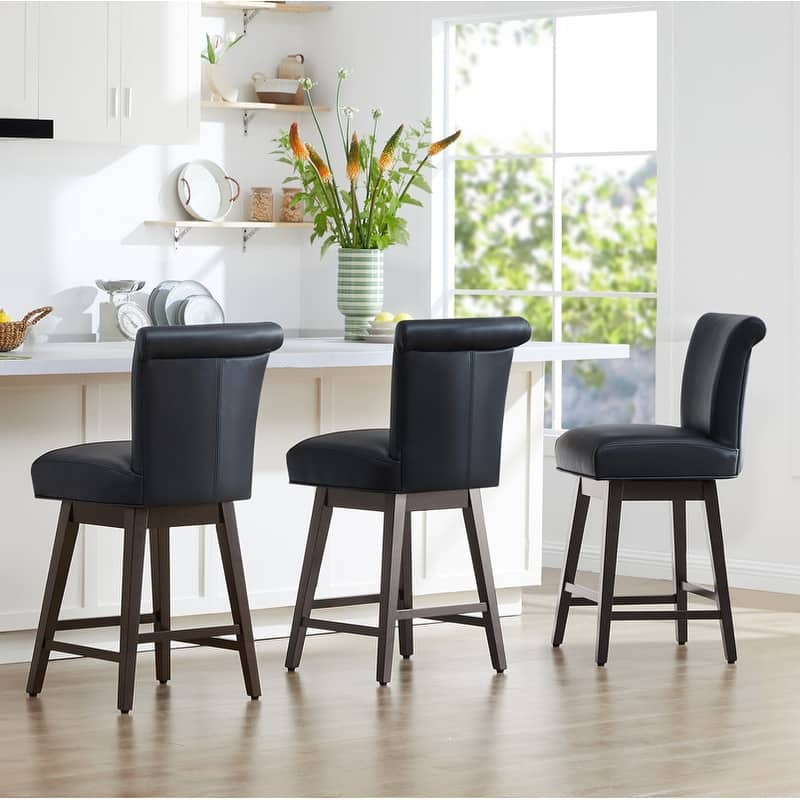 Spruce & Spring Noah Upholstered 26-inch Counter Height Swivel Barstool Set