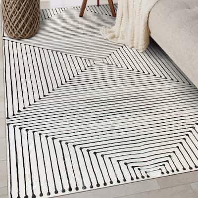 World Rug Gallery Bohemian Stripes Washable Non Slip Area Rug