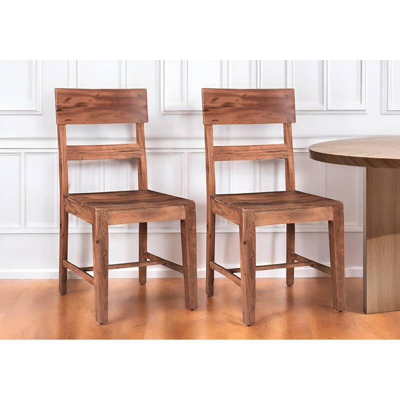 HomeRoots Set of Two Brown Wood Ladder Back Dining Side Chairs - 18' X '36' X '18 - Set of 2 - 18' X '36' X '18