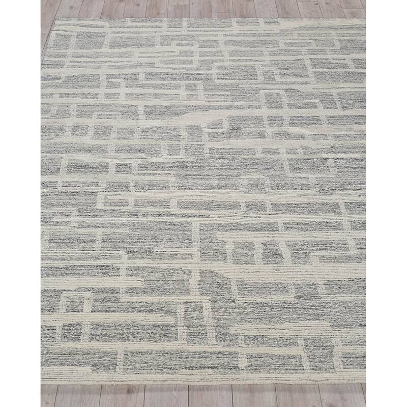 Exquisite Rugs Park City Handmade Hand-tufted New Zealand Wool on Canvas Gray/Ivory Area Rug