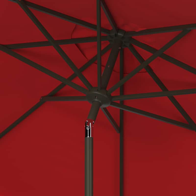 SAFAVIEH Outdoor Gracelyn 11Ft Round Crank Umbrella - Red