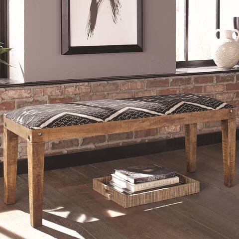 Bohemian Design Handcrafted Wood Accent Bench