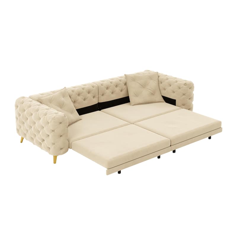 97.7" 3-in-1 Convertible Sleeper Sofa, Pull Out Sofa Bed with Ottoman, 4-Seater for Small Spaces & Apartments