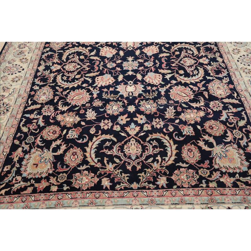 8'1''x10'2'' Hand Knotted Wool Midnight Blue Taabriz Traditional Are Rug - 8' 1'' x 10' 2''