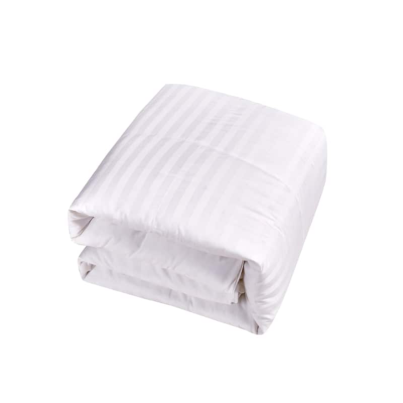 Hotel Grand Oversized Damask Stripe White Down Comforter On Sale