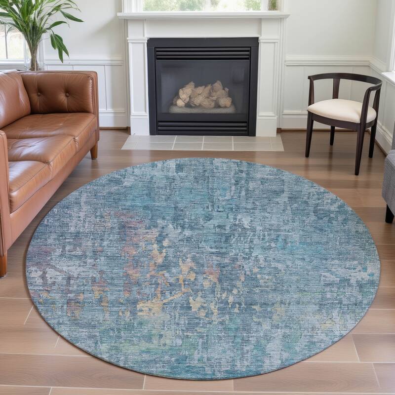 Premium Washable Super Soft Modern Ombre Mayfield Rug - Blue - 8' x 8'