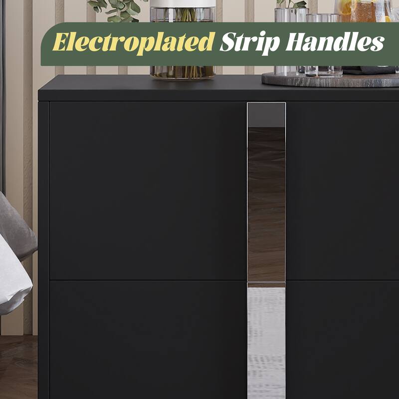 Modern End Table with Drawers, Elegant Nightstand with Metal Foot,Wood Bedside Table with Mirrored Metal Handles