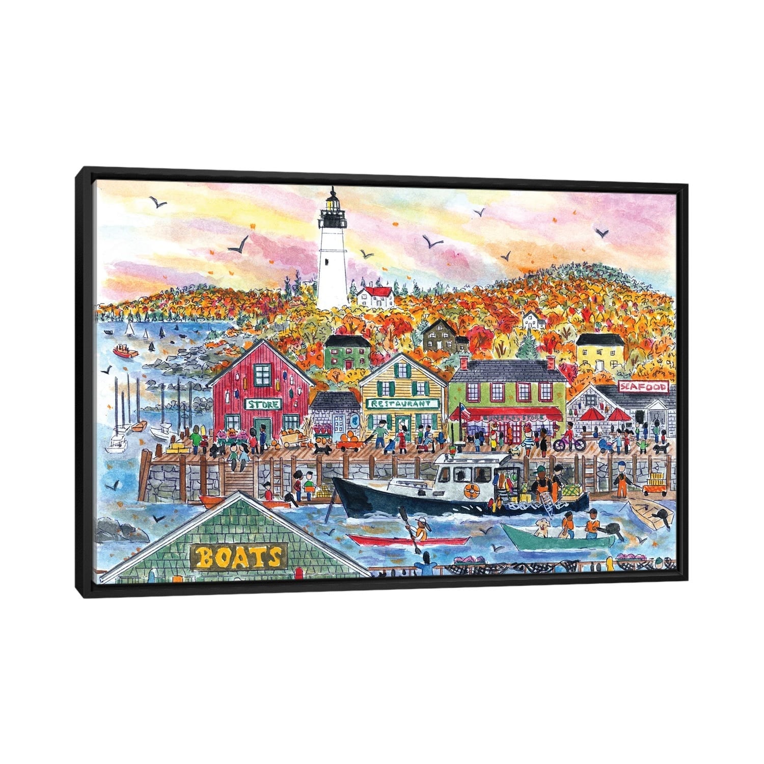iCanvas "Coastal Village" by Michael Storrings Framed Canvas Print