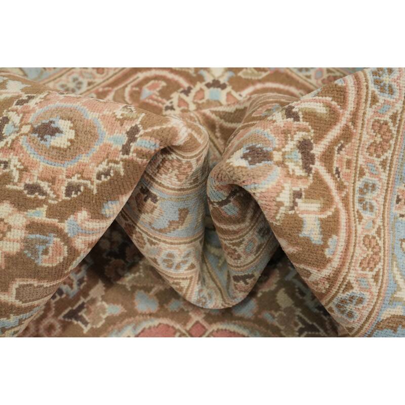 Hand Knotted Oriental 100% Wool Carpet Traditional Floral Pink Kashan Area Rug - 12' 11'' X 9' 7''