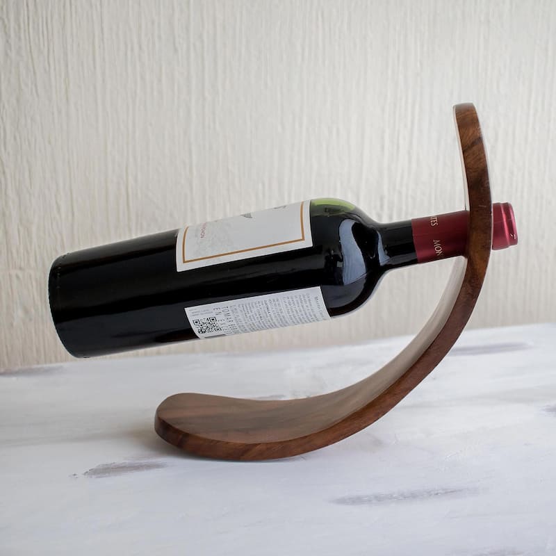 Novica Handmade Slope Wood Bottle Holder