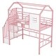 preview thumbnail 9 of 27, Twin Metal Loft Bed with Roof and Storage Box, Pink