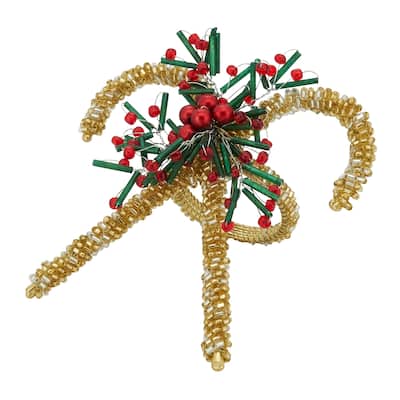 Festive Flair Beaded Candy Cane Napkin Ring (Set of 4)
