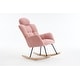 preview thumbnail 9 of 7, Modern Pink Teddy Upholstered Rocking Glider Chair with Pillow – Cozy Accent for Nursery or Bedroom