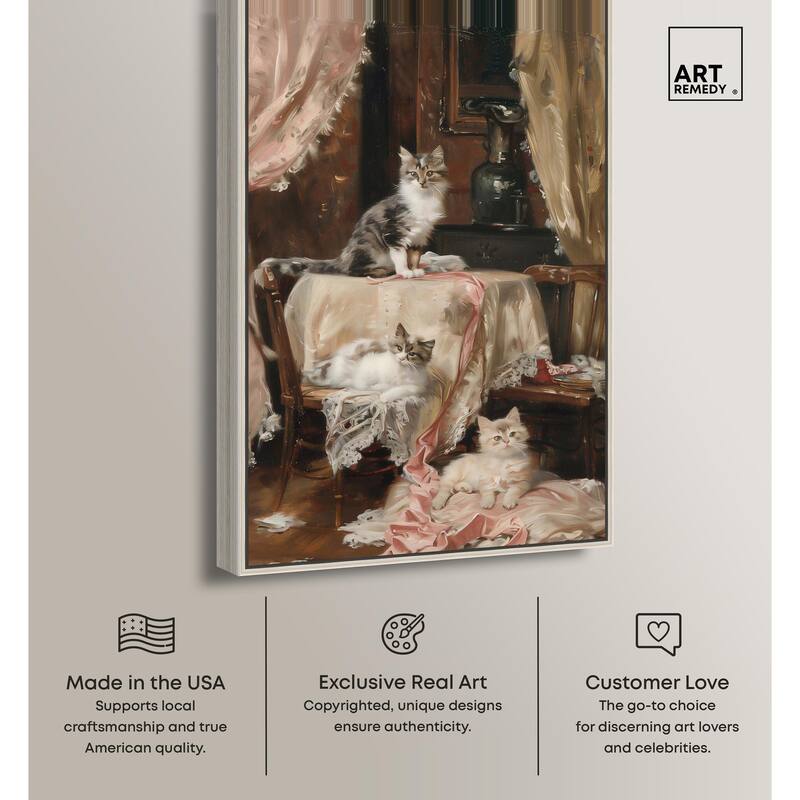 Kittens at the Table Canvas by Art Remedy