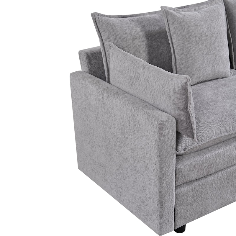 108.66" L-Shaped 4-Seater Sectional Sofa with Convertible Chaise and Ottoman, Spacious Cloud Design