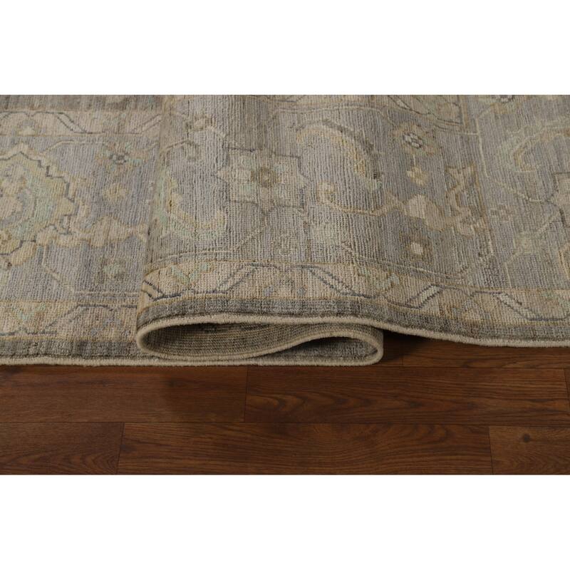 Vegetable Dye Oushak Turkish Area Rug Hand-Knotted Bedroom Wool Carpet - 9'1" x 12'0"