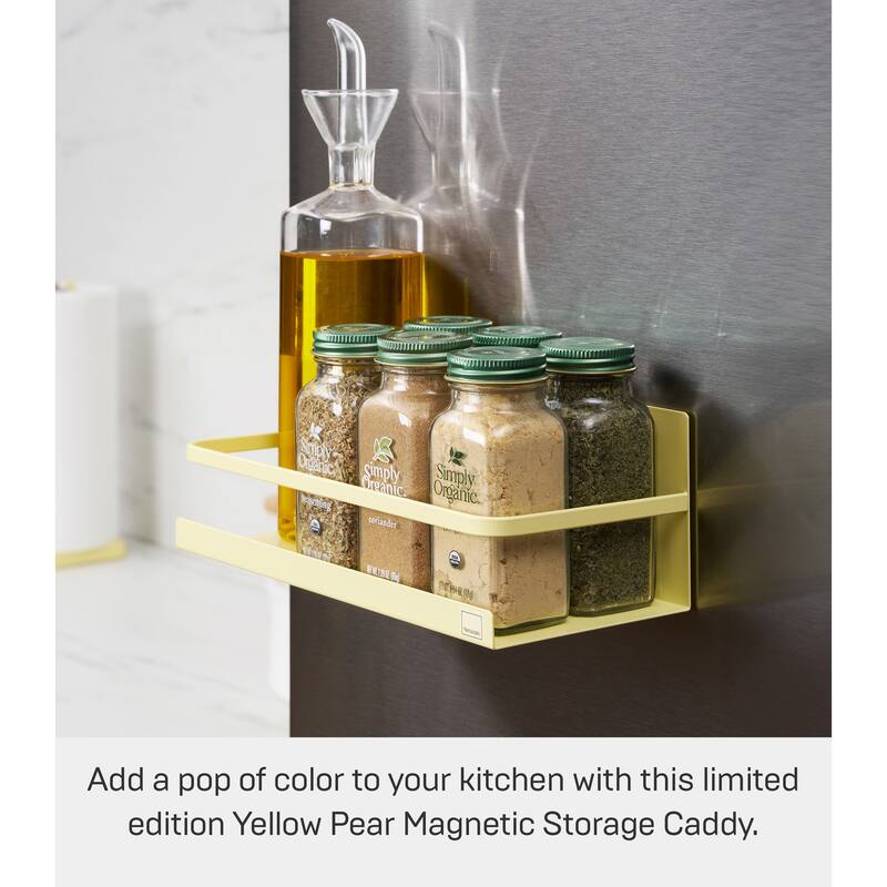 Yamazaki Home Magnetic Storage Caddy, Steel, Holds 3.3 lbs - L 4.33 x W 9.65 x H 3.35 inches