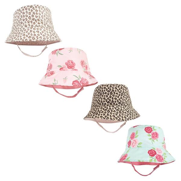 slide 1 of 1, Hudson Baby Infant Girl 4Pc Sun Protection Hat, Blush Rose Leopard Mint Floral Leopard Blush Rose Leopard Mint Floral Leopard - 0-12 Months