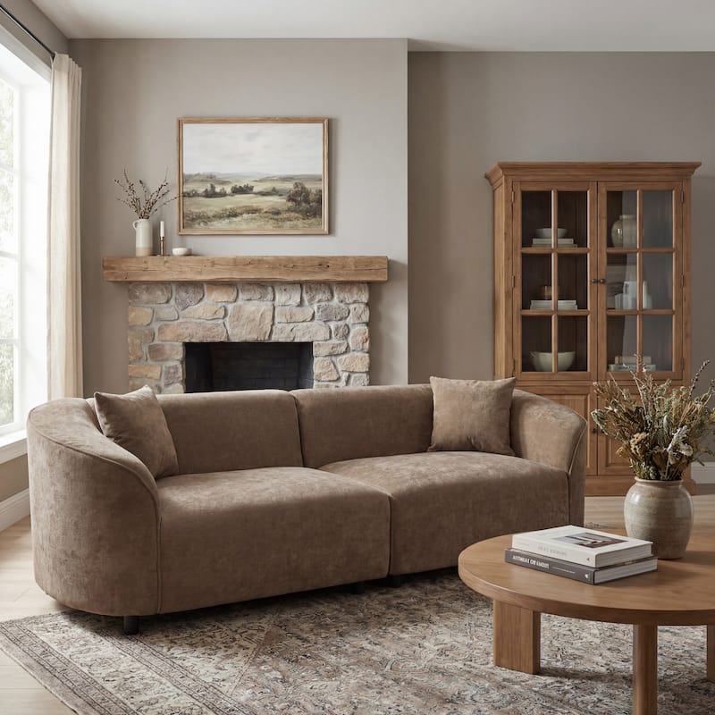 Christopher Knight Home - Allegra Sculptural Upholstered 87" Curved Sofa