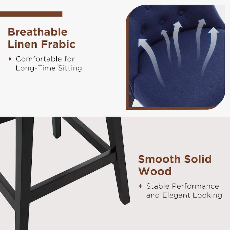 26"/29" Upholstered Swivel Counter and Bar Height Stools Solid Wood Frame (Set of 2)