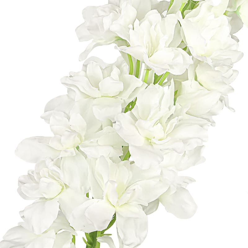 Set of 3 Cream White Artificial Delphinium Flower Stem Spray 49in - 49" L x 5" W x 5" DP