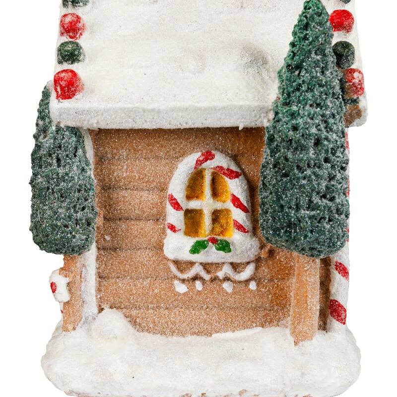Snow Covered Gingerbread House with Candy Accents Christmas Decoration - 8"