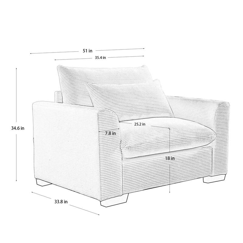 Corduroy Deep Seat Single Sofa with Lumbar Pillow