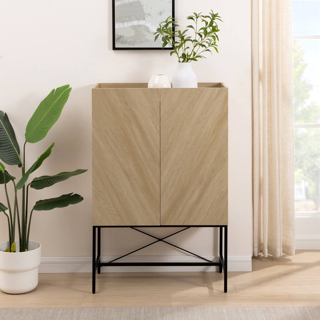 Walker Edison Bookmatch-Door Accent Buffet Cabinet