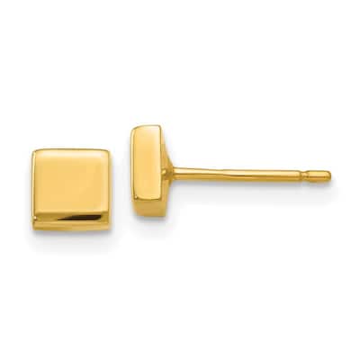 Curata 14k Yellow Gold Polished 4mm Square Post Earrings
